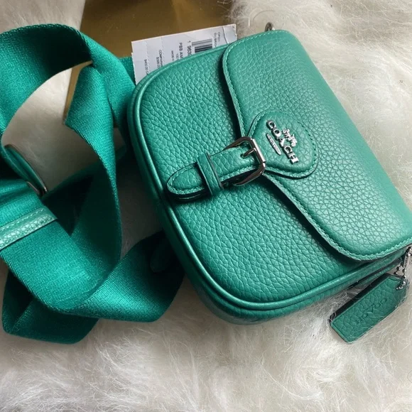 NWT Coach Teal Leather Amelia Crossbody Bag - Picture 4 of 6
